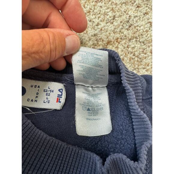 Vintage FILA Sweatshirt, Navy Blue, 80's/90's, Size LG Crew Neck; - Picture 9 of 10